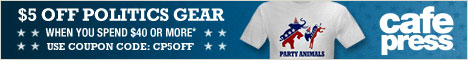 Save $5 on Political Gear at CafePress on orders $40 or more! Coupon Code: CP5Off