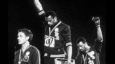 Raised fists on the medal stand, 1968