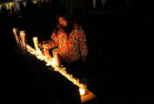 Vigil for victims of Sandy Hook Elementary School shooting in Newtown, CT.