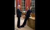 President Barack Obama talks with Vice President Joe Biden