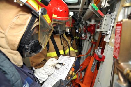 USS McCampbell crew conducts drills