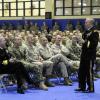 Chairman of the Joint Chiefs of Staff speaks with service members