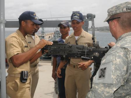 Gunnery training aboard LCU Mission Ridge during Exercise Tradewinds 2012