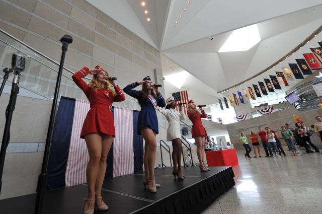 The Liberty Bells perform a medley of patriotic songs during the grand opening of Art of the American Soldier at the National Constitution Center in Philadelphia, Sept. 24.