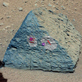 This image shows where NASA's Curiosity rover aimed two different instruments to study a rock known as 'Jake Matijevic.' The red dots are where ChemCam zapped the rock with its laser.