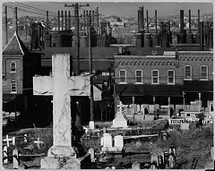 Bethlehem graveyard and steel mill. Pennsylvania (LOC)