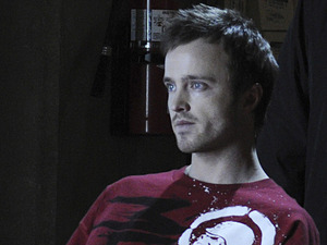 Aaron Paul plays a meth-making drug dealer on the AMC drama Breaking Bad.