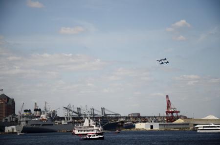 US Navy Blue Angels enter Baltimore Harbor