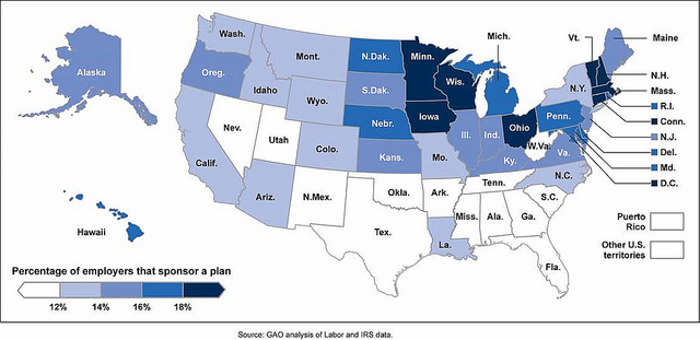 Figure 4: Small Employer Plan Sponsorship by State in 2009