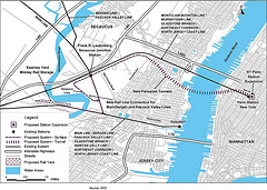 Figure 1: Route of Proposed ARC Project, NJT Lines and Major Highways, 2009