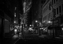 New York City Night - Street in the Financial District