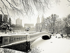 New York Winter -  Central Park Snow at Bow Bridge