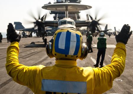 USS John C. Stennis flight deck action