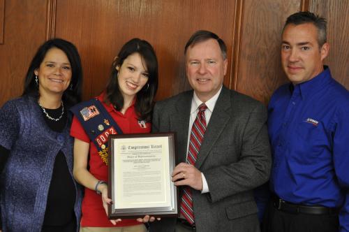 Honoring Maria Ambuul for her American Heritage Girls' Stars and Stripes Award