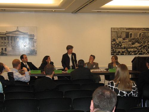 Mary Bonauto, Civil Rights Project Director, Gay & Lesbian Advocates & Defenders (GLAD), answers questions at the briefing on same-sex marriage