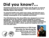 Did you know? Hospitals spend $1.67 on electricity and 48 cents on natural gas per square foot annually.  That's $215,000 a year for a 100,000 square foot facility.  To prevent health care costs from rising, and help the environment, it is in our nation's interest to find ways to reduce energy consumption in our hospitals and clinics. The IHS Oklahoma City Area Office has designed an energy-saving boiler at the Lawton Indian Hospital in Lawton, Oklahoma.  The project at Lawton Indian Hospital reduced natural gas consumption by 37% and decreased maintenance time and costs by 50%, which saved the hospital $27,338 over the past year. Congratulations to CDR Hugo Gonzalez for Receiving the 2011 HHS Energy and Fleet Management Green Champion Award!