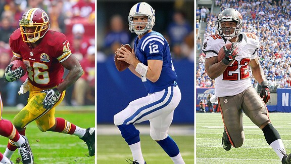 Alfred Morris, Andrew Luck, and Doug Martin 