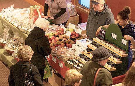 Shopping at a winter farmers market
