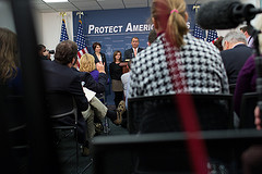 Speaker John Boehner, joined by Republican leaders at a press conference, answers questions from reporters about the president's failure to put forth a balanced plan to address the fiscal cliff and protect American jobs. December 12, 2012. (Official Photo by Bryant Avondoglio)

--
This official Speaker of the House photograph is being made available only for publication by news organizations and/or for personal use printing by the subject(s) of the photograph. The photograph may not be manipulated in any way and may not be used in commercial or political materials, advertisements, emails, products, promotions that in any way suggests approval or endorsement of the Speaker of the House or any Member of Congress.