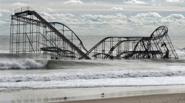 The remnants of a roller coaster sit in the surf three days after Hurricane Sandy came ashore in Seaside Heights, New Jersey. REUTERS/Steve Nesius 