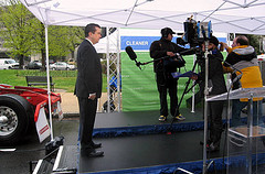 Congressman Boren is interviewed by national and local media about using natural gas to gain greater domestic energy independence at an event hosted by NGVAmerica.