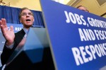 Mark Zandi, chief economist at Moody's Analytics, gestures during a Democratic Senators news conference on Capitol Hill in Washington, Thursday, Feb. 3, 2011, to discuss deficit reduction. 