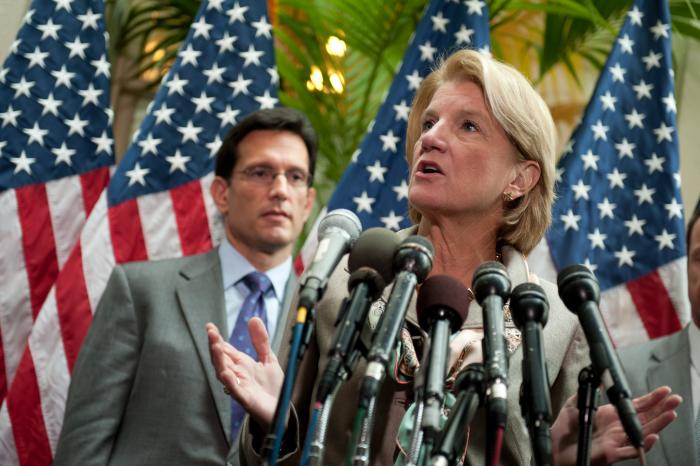 Capito speaks at a Republican leadership press conference 