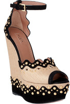 alaia studded raffia sandal wedge