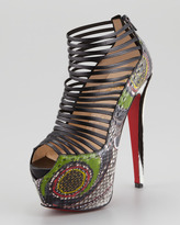 christian louboutin zoulou python strappy platform red sole sandal