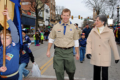 Dec 1, U.S. Rep. Allyson Schwartz marches with scouts at Ambler Holiday Parade 039