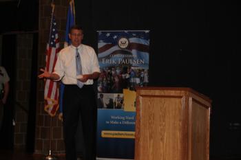 Rep. Paulsen speaks with constituents during a Town Hall Meeting in Minnetrista, MN