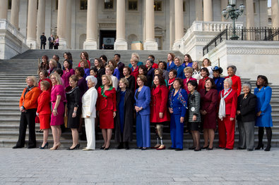 Representative Nancy Pelosi, the minority leader, gathered Democratic women of the House before the opening of the 113th Congress on Thursday in Washington.