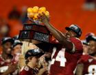 MIAMI GARDENS, FL - JANUARY 01:  Orange Bowl MVP Lonnie Pryor #24 of the Florida State Seminoles celebrates after they won 31-10 against the Northern Illinois Huskies during the Discover Orange Bowl at Sun Life Stadium on January 1, 2013 in Miami Gardens, 