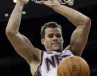 
New Jersey Nets' Kris Humphries dunks against the Detroit Pistons during the fourth quarter of an NBA basketball game, Wednesday, Feb. 8, 2012, in Newark, N.J. The Pistons won 99-92. (AP Photo/Julio Cortez)