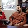 Attorney Jessica Dominguez, left  speaks with Jose Luis Barajas and his wife, Laura Barajas at Dominguez' office in Los Angeles Friday, Jan 6, 2012. The Obama administration proposed a rule change Friday Jan. 6, 2012 to reduce the time that illegal immigrant spouses and children are separated from their American relatives while they try to gain legal status in the United States. The couple are getting advice from Dominguez for Laura, who is in the country illegally, and her proposed trip to Mexico to get her legal papers. Her husband Jose has legal papers.  (AP Photo/Nick Ut)