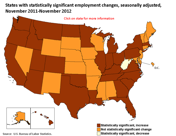 A data chart image of State employment and unemployment, November 2012