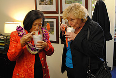 Enjoying saimin with Congresswoman Zoe Lofgren