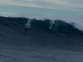 Garret McNamara and Greg Long at Cortes Bank