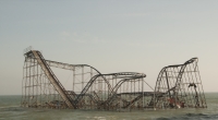 Hurricane Sandy storm surge-wreckage of New Jersey roller coaster