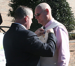 Pinning Purple Hearts on Vietnam Veterans