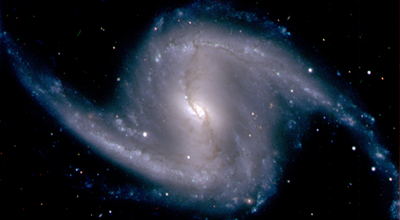 Zoomed-in image from the Dark Energy Camera of a barred spiral galaxy