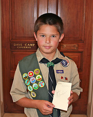Mocksville Boy Scout John Woodard with Speaker Boehner's Signature