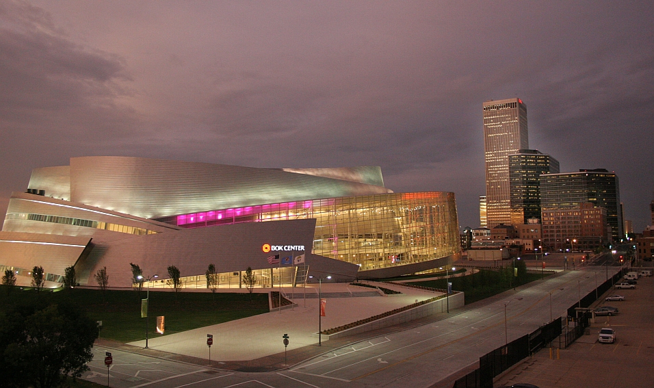 The BOK Center, located amidst the bright lights of Tulsa, hosts major concerts, sporting events and more.