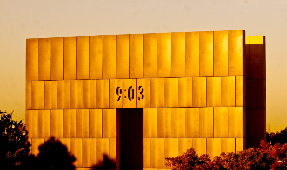 The monumental Gates of Time at the Oklahoma City National Memorial frame the moment in time when we were changed forever.