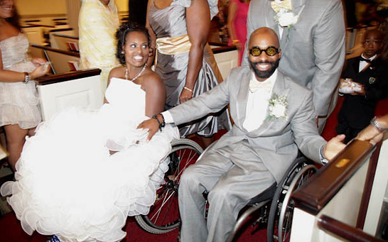 Couple in wheelchairs who just got married