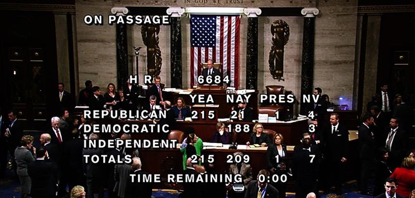 Photo: The House passed H.R. 6684, the Spending Reduction Act of 2012, in a 215-209-1 vote.