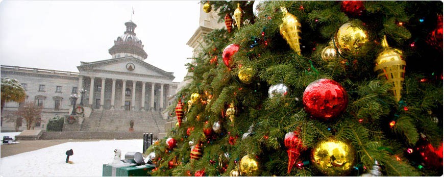 Every so often, dreams of a white Christmas come true at the <a href='Link:%20http://www.discoversouthcarolina.com/products/3682'>South Carolina State House</a> in Columbia.