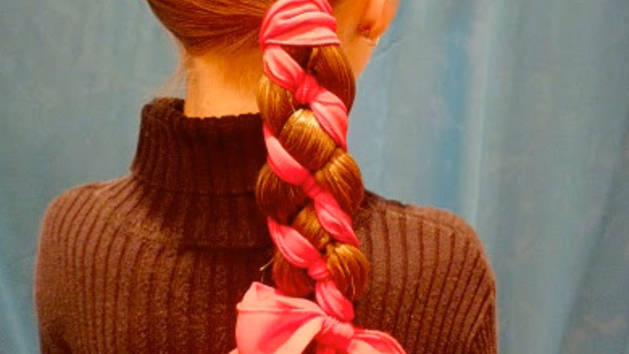 Candy Cane Braid with Ribbon