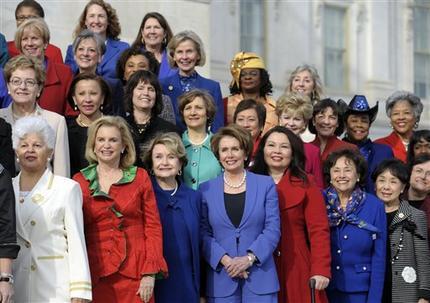 Photo: Standing with my female colleagues on the House steps to welcome in the 113th Congress. Photo via http://apne.ws/136S7cx