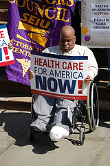 Celebrating Health care Reform on the steps of City Hall